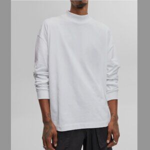 Mode of One Mens Long Sleeve Oversized Fit T Shirt Bright White Color Size XL